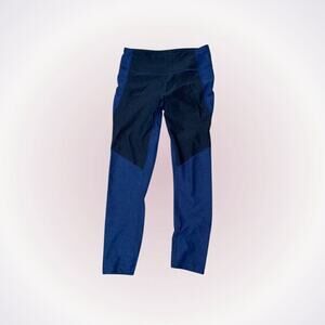 Outdoor Voices Navy Blue and Black Cropped Leggings | Sz S